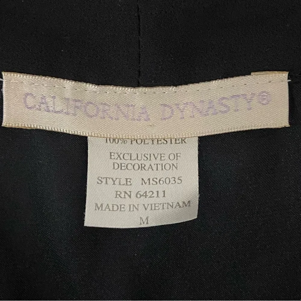 Vintage California Dynasty Womens Black Satin Maxi Robe Fairy  Whimsigoth‎ M - Picture 3 of 16